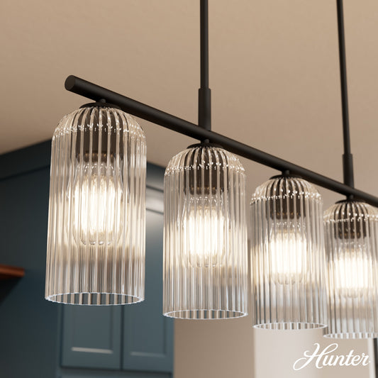 Hunter Jasmine Roth Beverly Glen 5 -Light Matte Black Glam For Use in Foyers, Kitchens, Chandelier 6632174