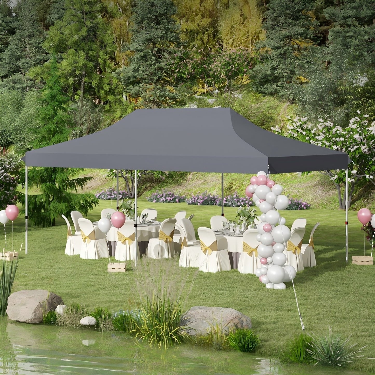 Forclover 20 x 10 Rectangle Gray Pop-up canopy