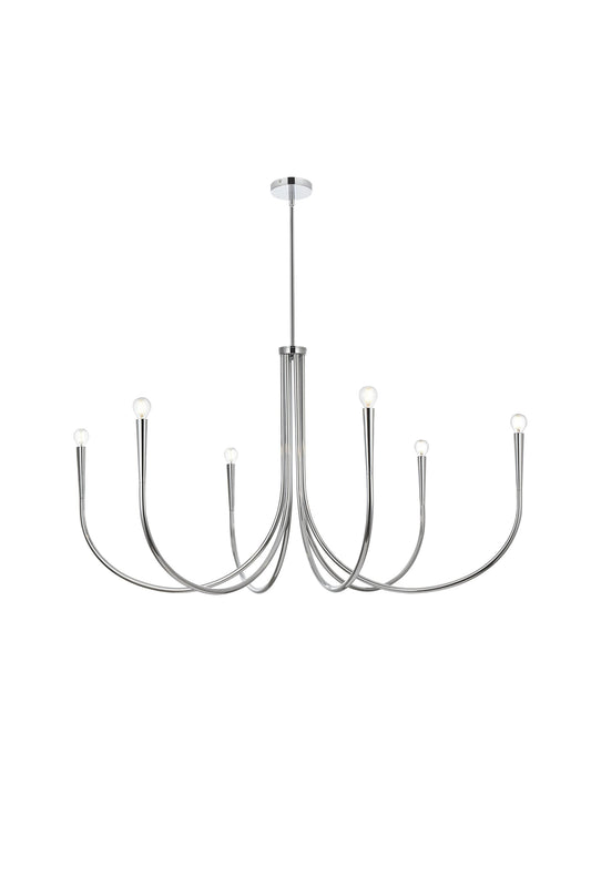 Elegant Decor Home Furnishing 6 -Light Chrome Transitional Bare bulb For Use in Bedrooms, Dining Rooms, Foyers, Kitchens, Living Rooms Chandelier