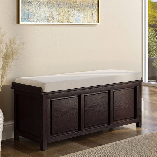 John Louis Home Casual Espresso Storage Bench with Storage 45-in x 17-in x 20-in