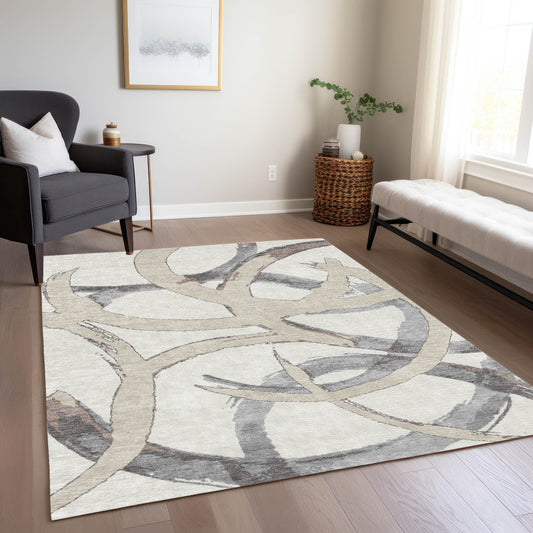 Addison Rugs Chantille ACN1022IV 10 x 14 (ft) Ivory Rectangular Indoor/Outdoor Geometric Machine washable Pet Friendly Area rug