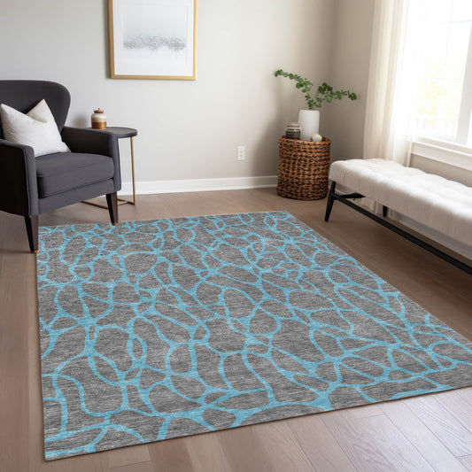 Addison Rugs Chantille ACN1023GY 8 x 10 (ft) Gray Rectangular Indoor/Outdoor Geometric Machine washable Pet Friendly Area rug