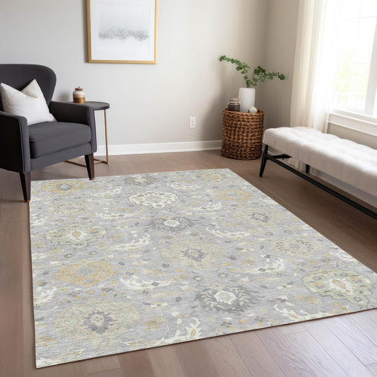 Addison Rugs Chantille ACN1026GY 10 x 14 (ft) Gray Rectangular Indoor/Outdoor Geometric Machine washable Pet Friendly Area rug
