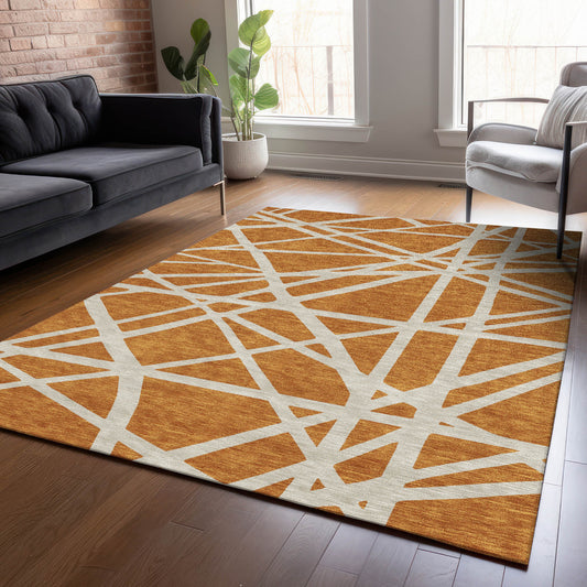 Addison Rugs Chantille ACN1040CP 10 x 14 (ft) Copper Rectangular Indoor/Outdoor Geometric Machine washable Pet Friendly Area rug