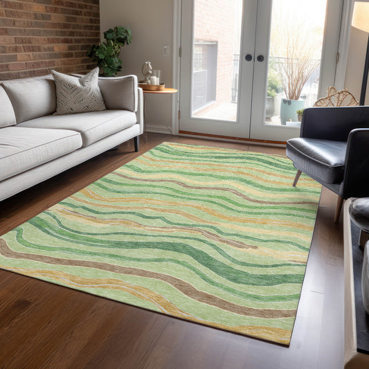 Addison Rugs Chantille ACN1582GE 10 x 14 (ft) Green Rectangular Indoor/Outdoor Geometric Machine washable Pet Friendly Area rug