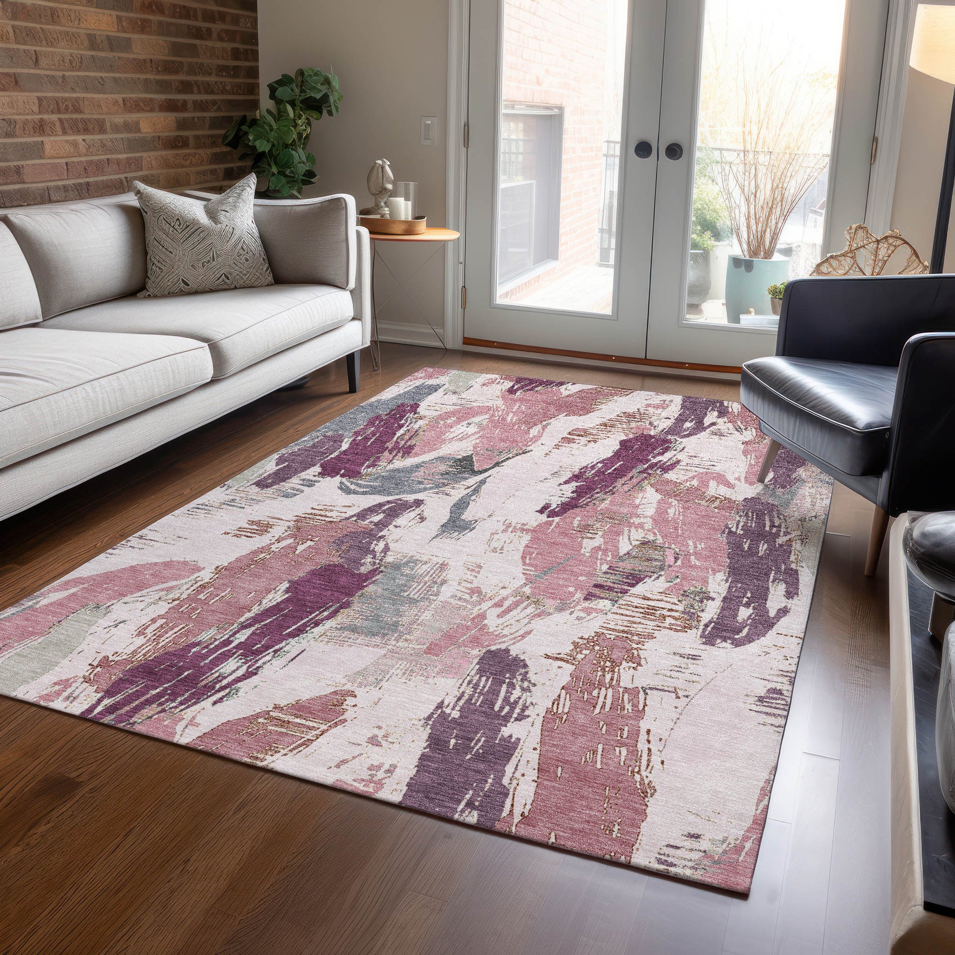 Addison Rugs Chantille ACN1597BL 10 x 14 (ft) Blush Rectangular Indoor/Outdoor Geometric Machine washable Pet Friendly Area rug