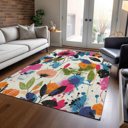 Addison Rugs Chantille ACN1551IV 8 x 10 (ft) Ivory Rectangular Indoor/Outdoor Geometric Machine washable Pet Friendly Area rug