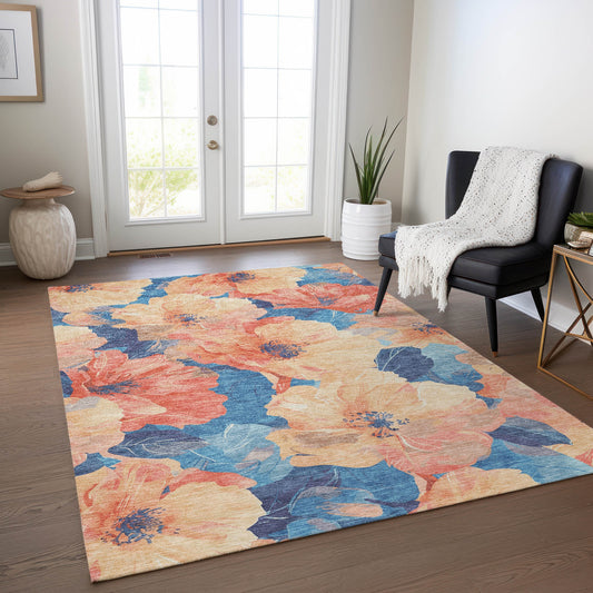Addison Rugs Chantille ACN1544PH 8 x 10 (ft) Peach Rectangular Indoor/Outdoor Geometric Machine washable Pet Friendly Area rug