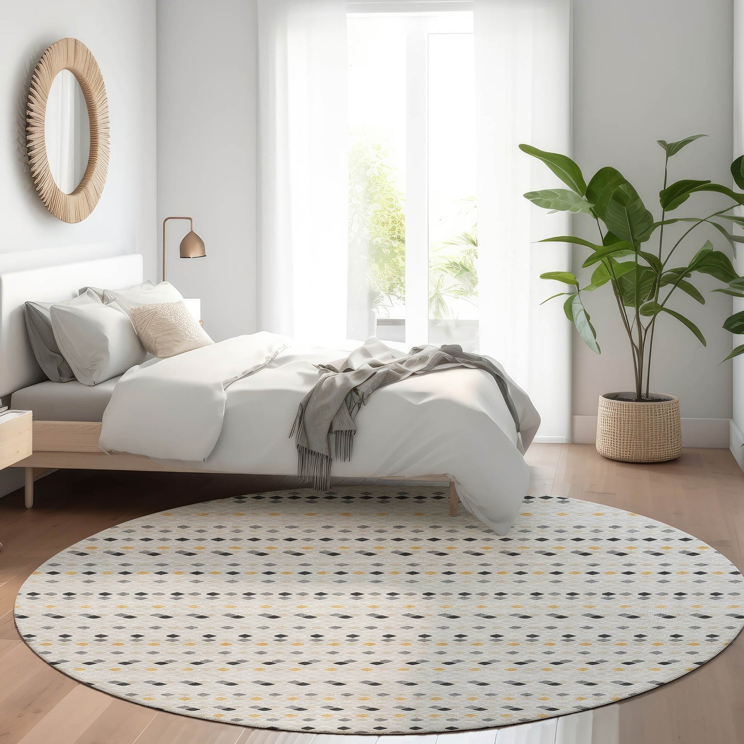 Addison Rugs Chantille ACN1417SV 8 x 8 (ft) Silver Round Indoor/Outdoor Geometric Machine washable Pet Friendly Area rug