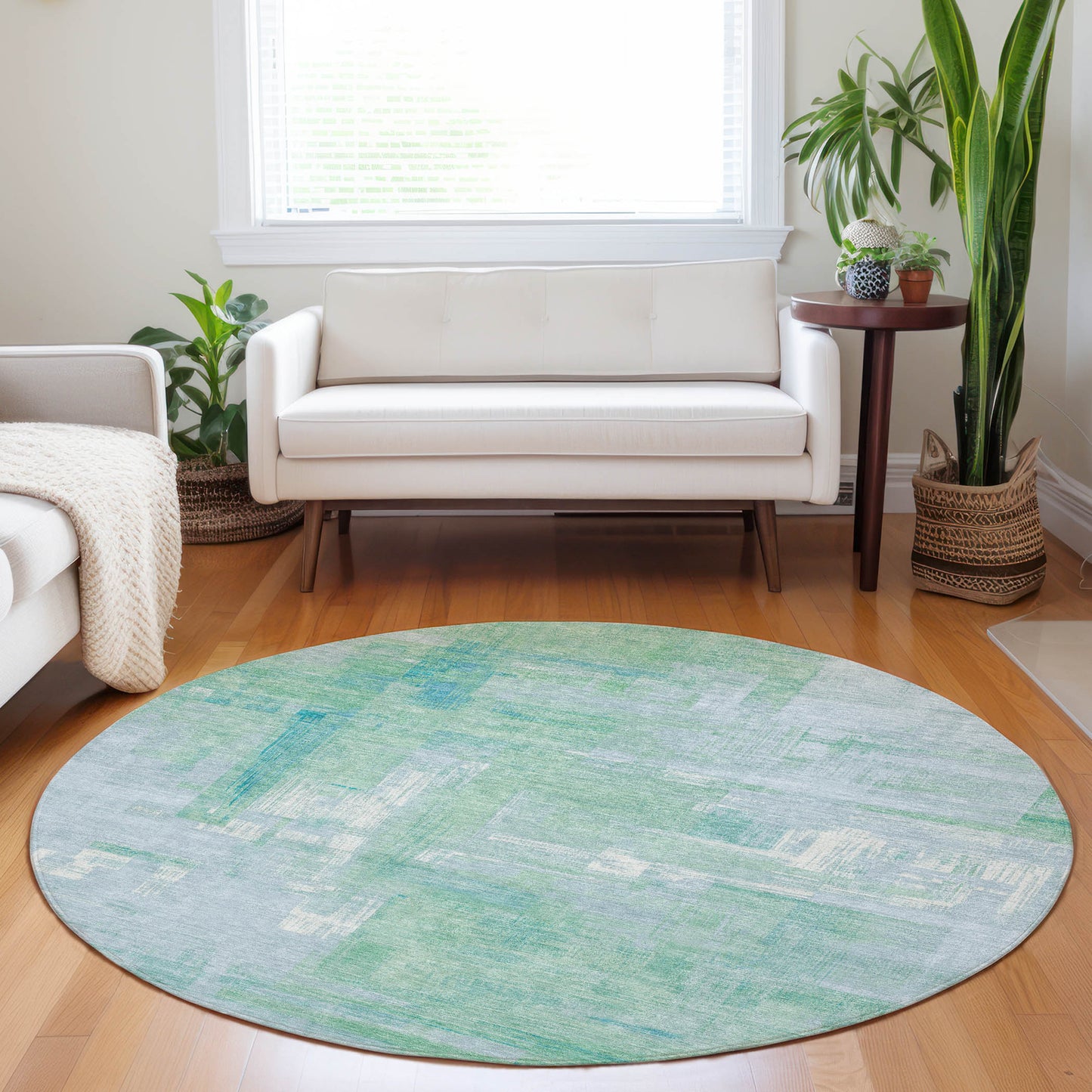 Addison Rugs Chantille ACN1343SK 8 x 8 (ft) Sky Round Indoor/Outdoor Geometric Machine washable Pet Friendly Area rug