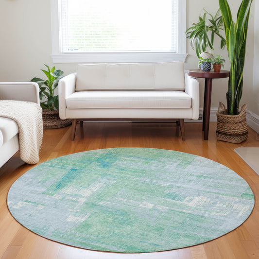 Addison Rugs Chantille ACN1343SK 8 x 8 (ft) Sky Round Indoor/Outdoor Geometric Machine washable Pet Friendly Area rug