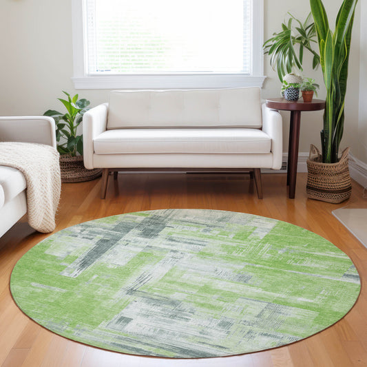 Addison Rugs Chantille ACN1338AL 8 x 8 (ft) Aloe Round Indoor/Outdoor Geometric Machine washable Pet Friendly Area rug