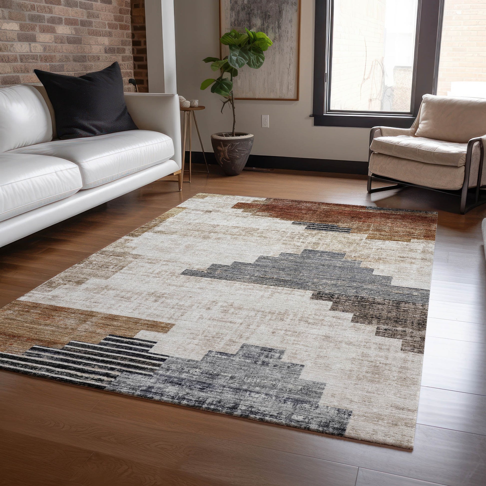 Addison Rugs Chantille ACN1829PK 8 x 10 (ft) Loomed Paprika Rectangular Indoor/Outdoor Geometric Machine washable Pet Friendly Area rug