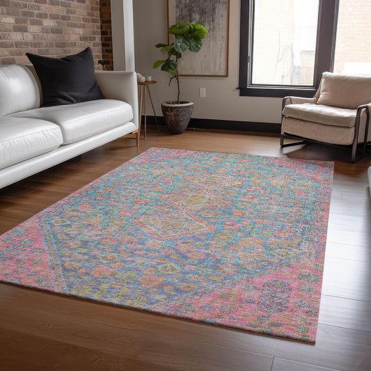 Addison Rugs Chantille ACN1834SK 9 x 12 (ft) Loomed Sky Rectangular Indoor/Outdoor Geometric Machine washable Pet Friendly Area rug