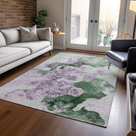 Addison Rugs Chantille ACN1860SA 9 x 12 (ft) Loomed Sage Rectangular Indoor/Outdoor Geometric Machine washable Pet Friendly Area rug