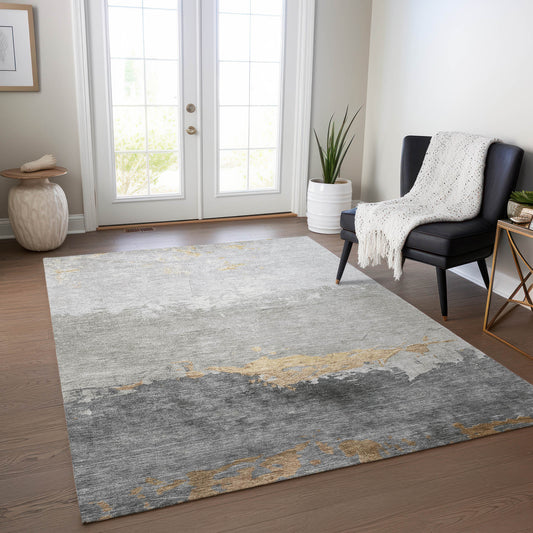 Addison Rugs Chantille ACN1885GO 9 x 12 (ft) Loomed Gold Rectangular Indoor/Outdoor Geometric Machine washable Pet Friendly Area rug