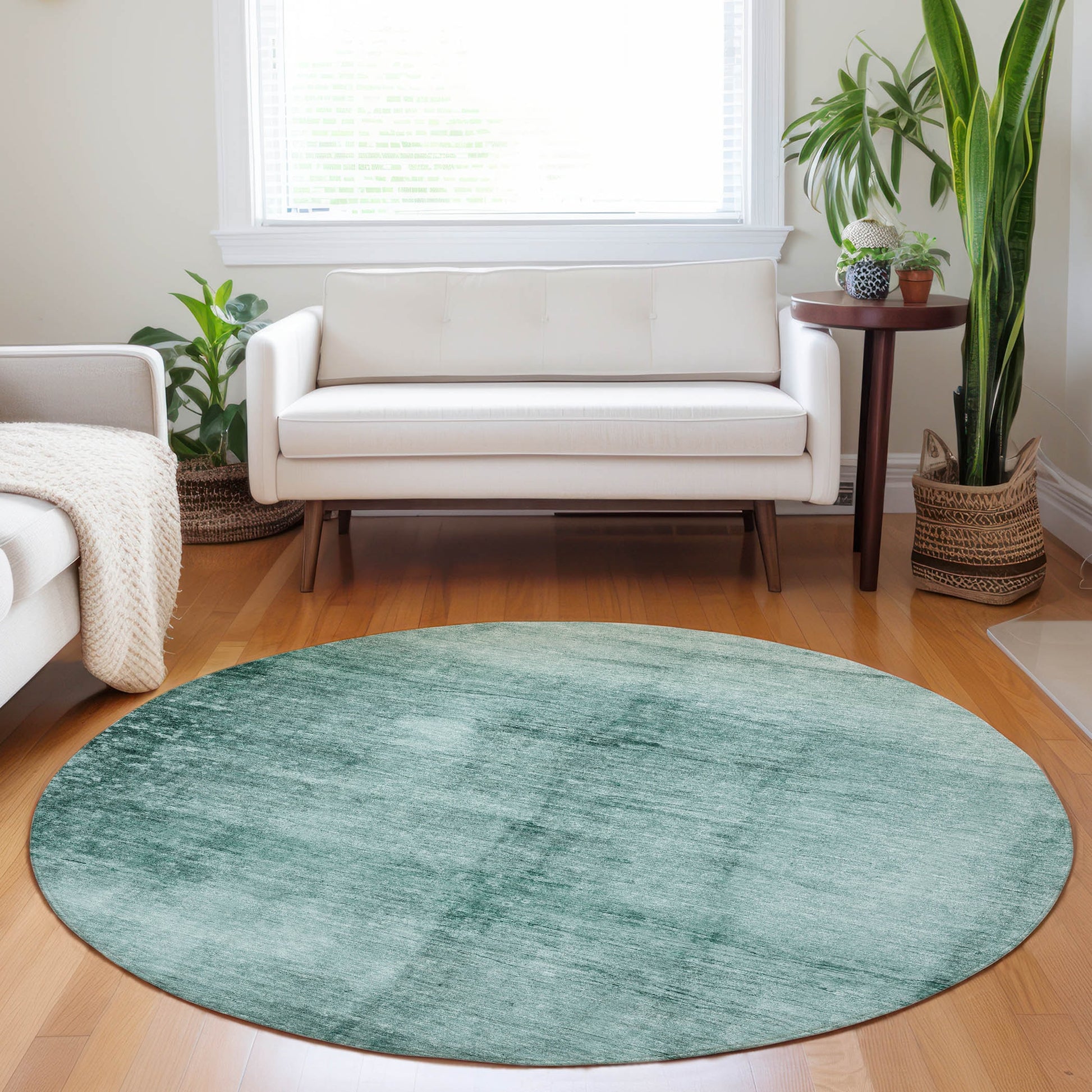 Addison Rugs Chantille ACN1884TE 8 x 8 (ft) Loomed Teal Round Indoor/Outdoor Geometric Machine washable Pet Friendly Area rug