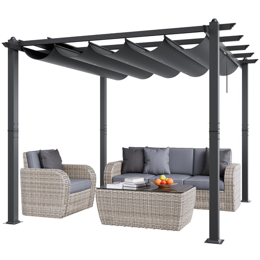 SVOPES Retractable Pergola 10-ft W x 10-ft L x 8-ft H Gray Metal Freestanding Pergola with Canopy