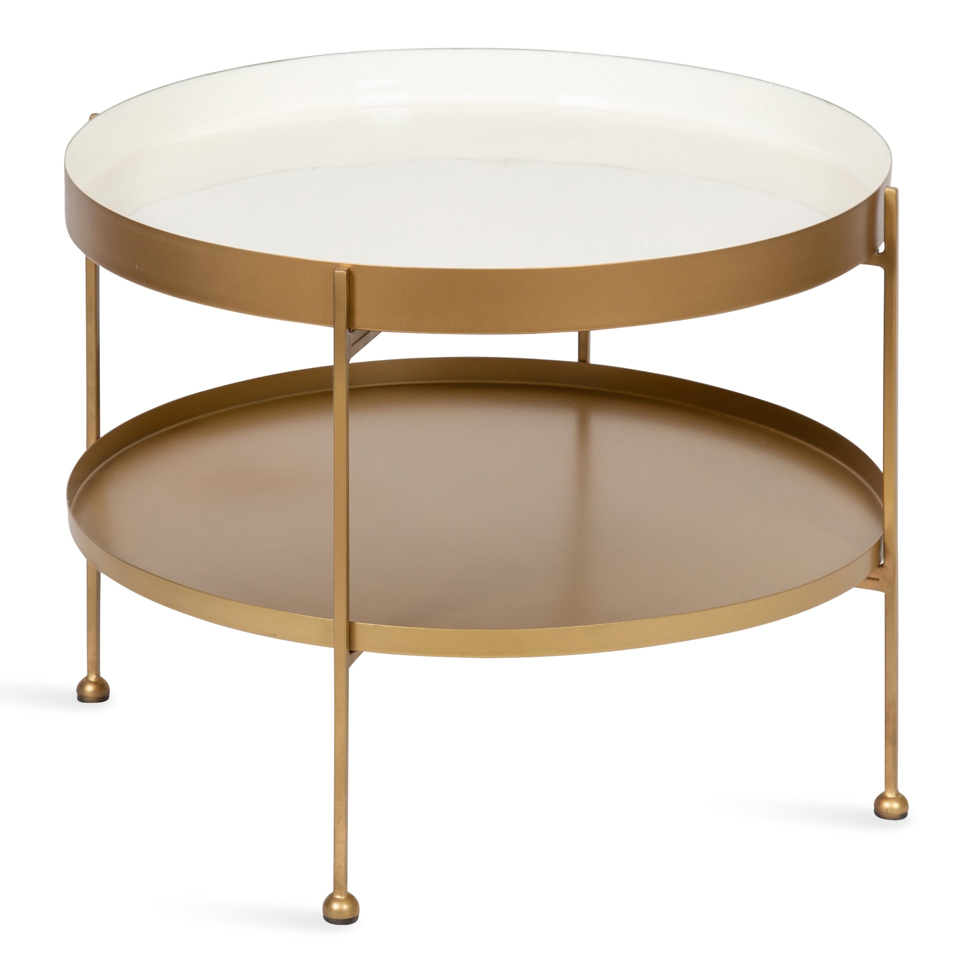 Kate and Laurel Modern Round Metal White 26-in W x 20-in H Coffee Table