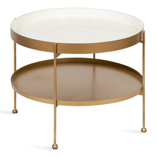 Kate and Laurel Modern Round Metal White 26-in W x 20-in H Coffee Table
