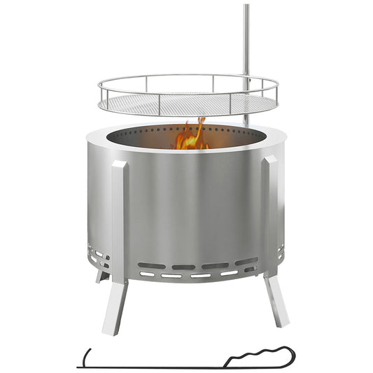 GZMR 19-in W Stainless steel Round Portable Wood-Burning Fire Pit
