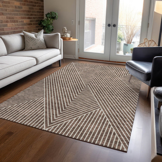 Addison Rugs Chantille ACN937BR 8 x 10 (ft) Loomed Brown Rectangular Indoor/Outdoor Machine washable Pet Friendly Area rug