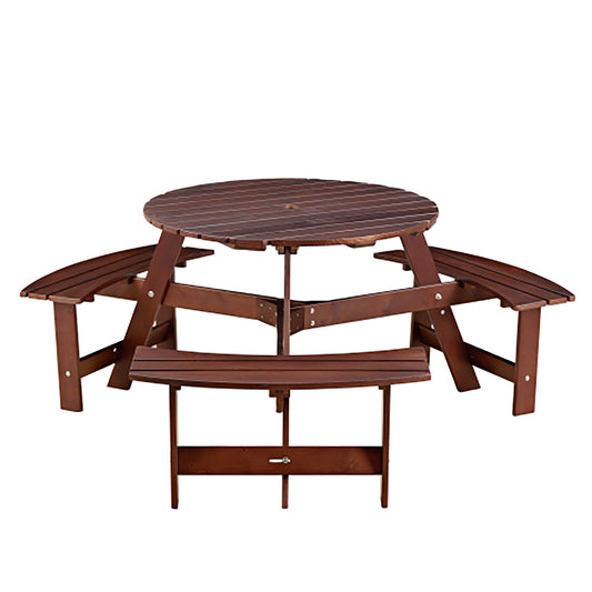 Sumyeg 35.5-in Brown wood Round Picnic Table