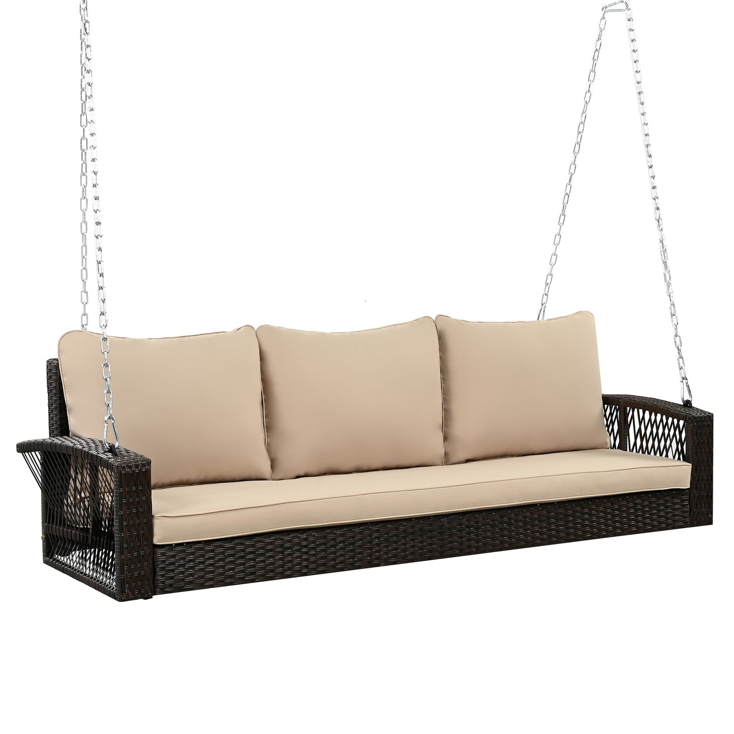 SINOFURN 3 -person Brown Outdoor Swing