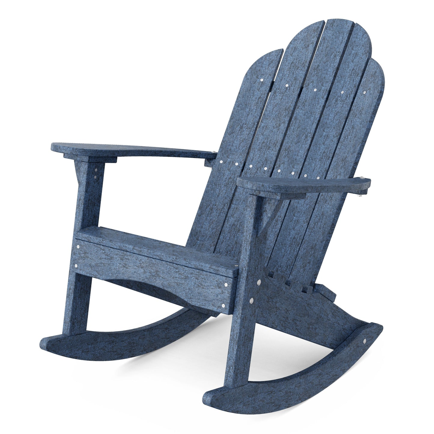 Wildridge Classic Adirondack Patriot Blue HDPE Frame Rocking Chair with Slat Seat