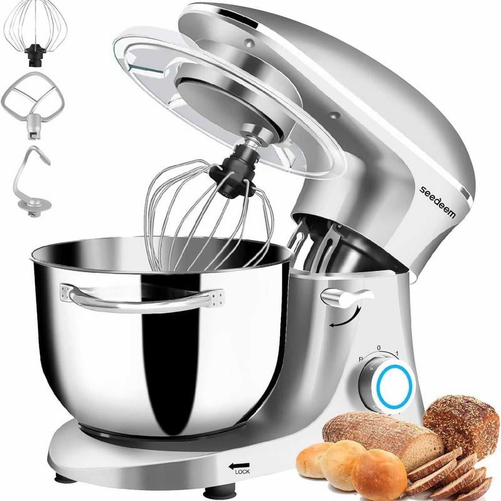6Qt 660W 6-Speeds Tilt-Head Electric Stand Mixer, Stainless Steel with Dishwasher-Safe Dough Hook, Wire Whip & Beater, Multifunction Durable Motor for Daily Kitchen Use
