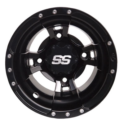 4/115 ITP SS112 Alloy Sport Wheels 10X8 3.0 + 5.0 Black for Yamaha RAPTOR 700 2006-2018