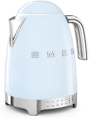 7-Cup Variable Temperature Electric Kettle - Retro Style Aesthetic with Advanced Technology - Stainless Steel, 1400W, 120V, 360° Swivel Base, Keep Warm Function (Pastel Blue)