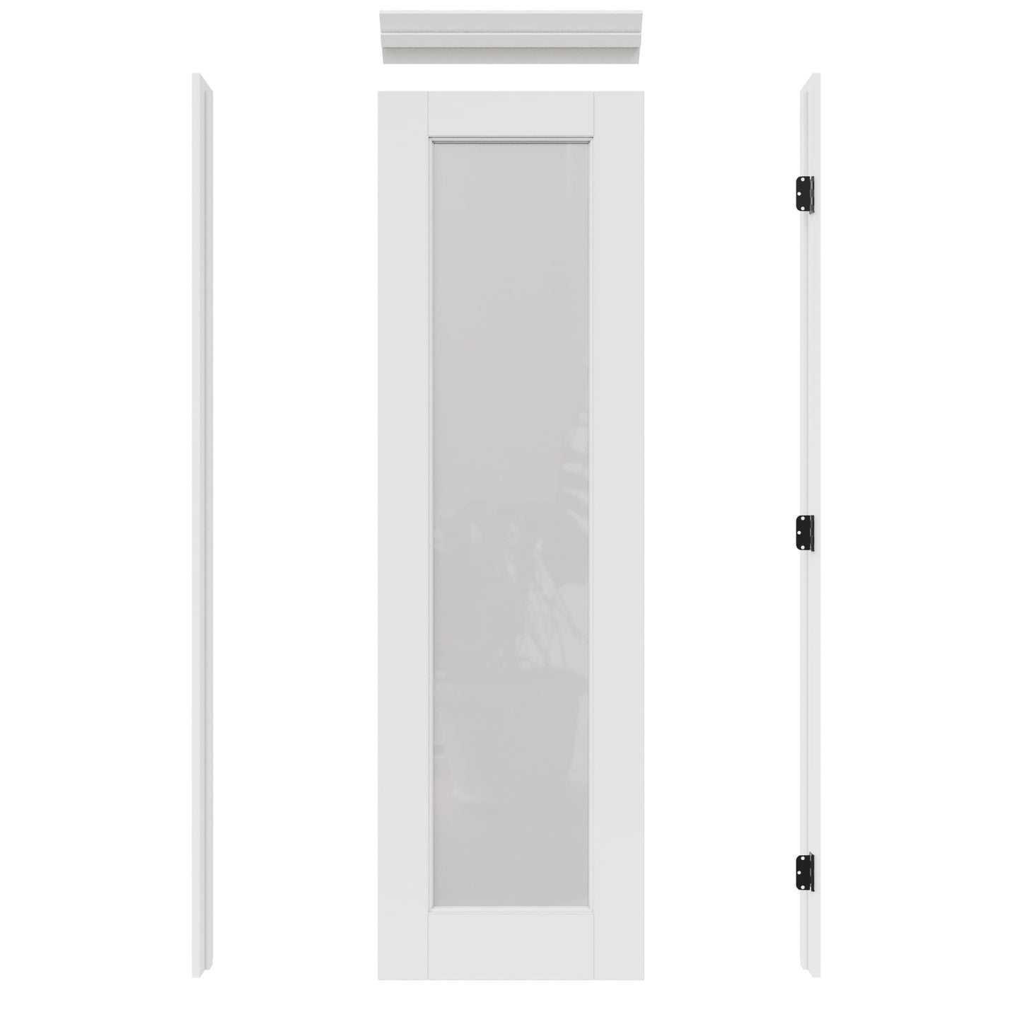 JUJUBON 24-in x 80-in White Quickly Assemble Jamb Solid core 1-panel Frosted glass Right hand Smooth Prefinished MDF Flat Jamb Single Prehung Interior Door