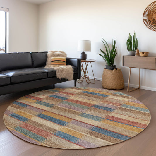 Addison Rugs Chantille ACN1628BG 8 x 8 (ft) Loomed Beige Round Indoor/Outdoor Machine washable Pet Friendly Area rug