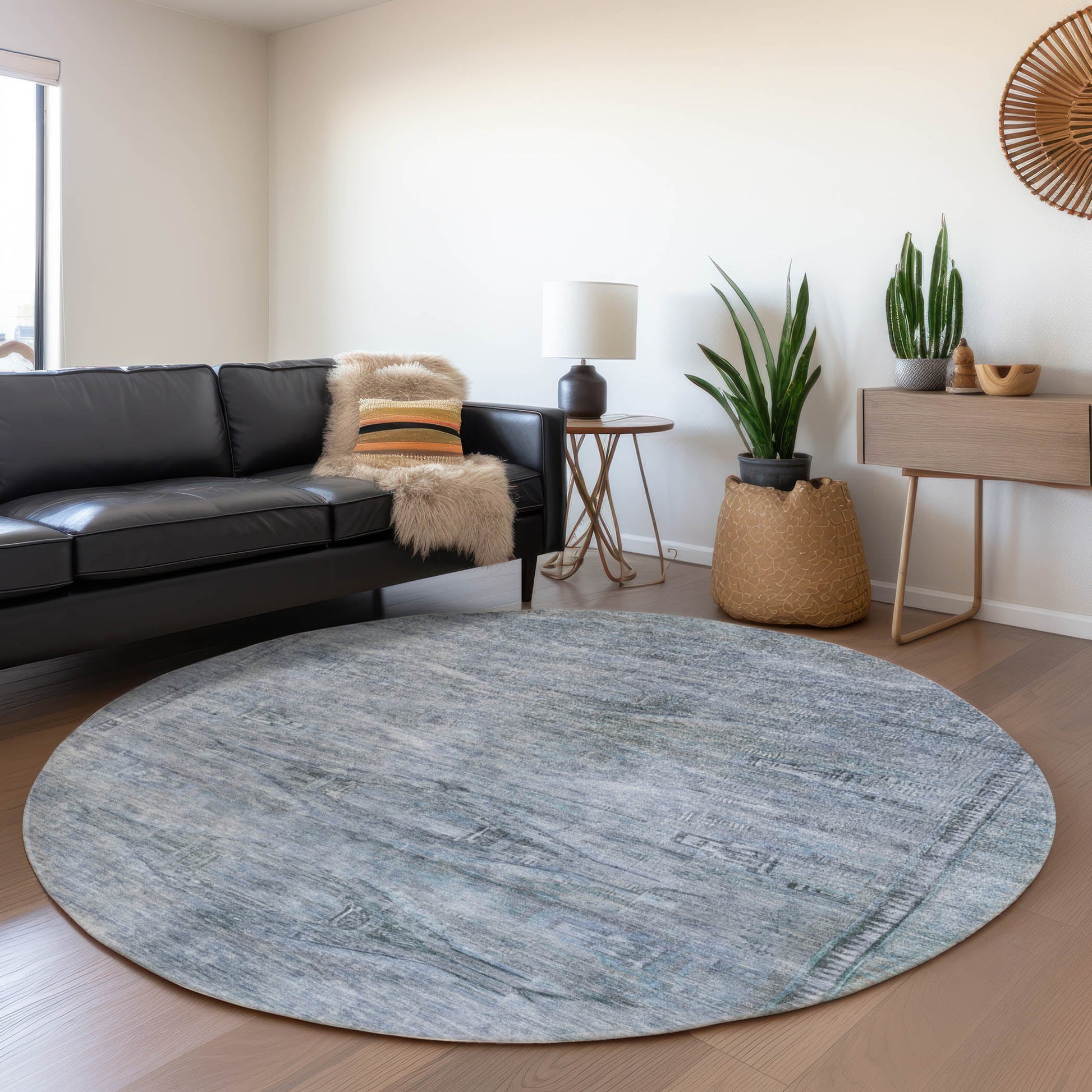 Addison Rugs Chantille ACN1631SK 8 x 8 (ft) Loomed Sky Round Indoor/Outdoor Machine washable Pet Friendly Area rug