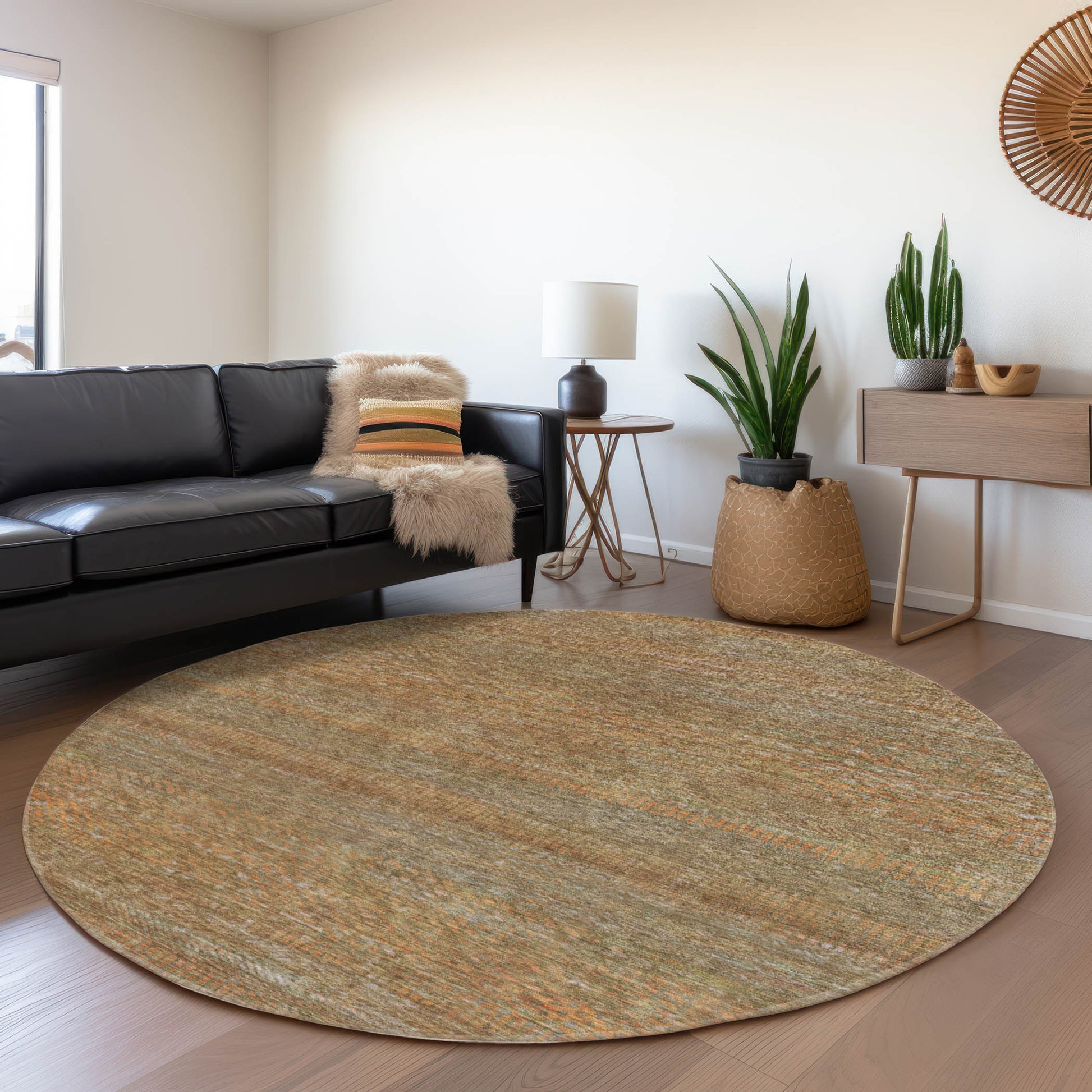 Addison Rugs Chantille ACN1633TP 8 x 8 (ft) Loomed Taupe Round Indoor/Outdoor Machine washable Pet Friendly Area rug