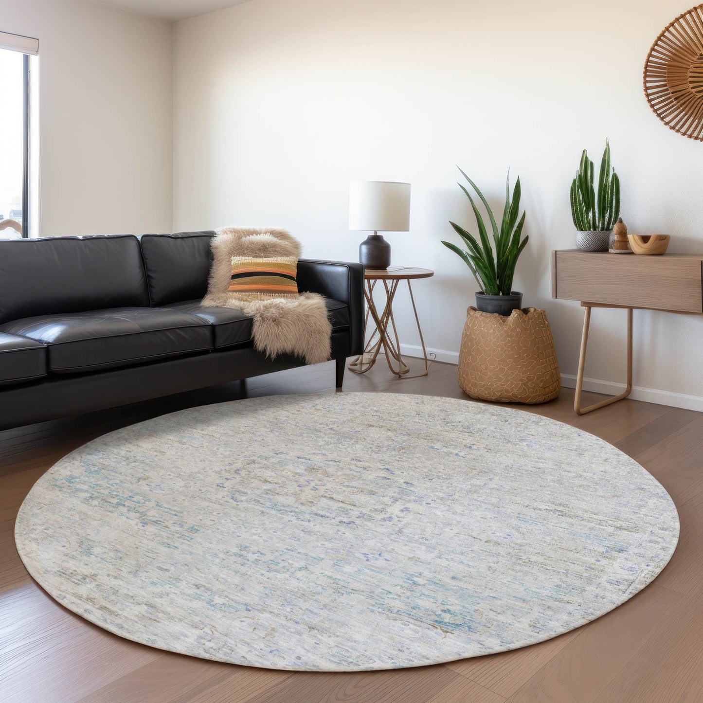 Addison Rugs Chantille ACN1636BG 8 x 8 (ft) Loomed Beige Round Indoor/Outdoor Machine washable Pet Friendly Area rug