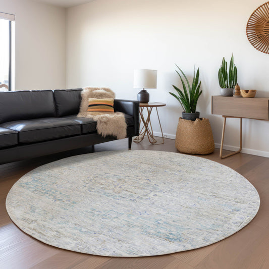 Addison Rugs Chantille ACN1636BG 8 x 8 (ft) Loomed Beige Round Indoor/Outdoor Machine washable Pet Friendly Area rug