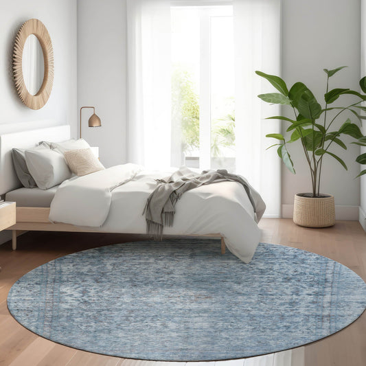 Addison Rugs Chantille ACN1645BU 8 x 8 (ft) Loomed Blue Round Indoor/Outdoor Machine washable Pet Friendly Area rug