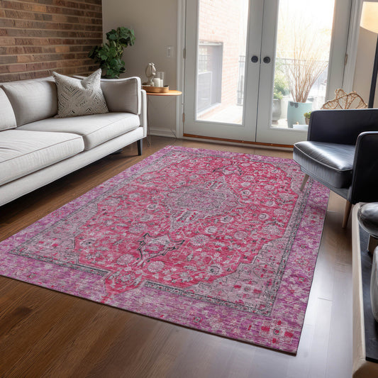 Addison Rugs Chantille ACN1651PI 8 x 10 (ft) Loomed Pink Rectangular Indoor/Outdoor Machine washable Pet Friendly Area rug