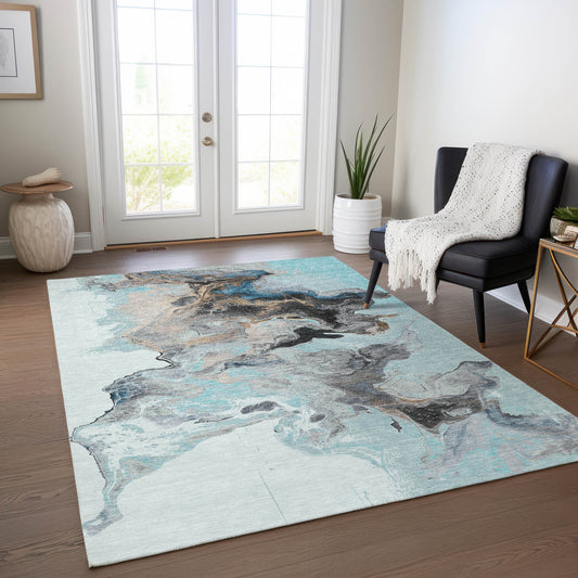 Addison Rugs Chantille ACN1688TE 8 x 10 (ft) Loomed Teal Rectangular Indoor/Outdoor Machine washable Pet Friendly Area rug