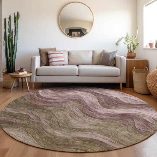 Addison Rugs Chantille ACN1700TP 8 x 8 (ft) Loomed Taupe Round Indoor/Outdoor Machine washable Pet Friendly Area rug