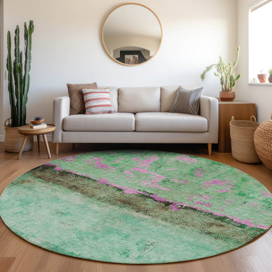 Addison Rugs Chantille ACN1716GE 8 x 8 (ft) Loomed Green Round Indoor/Outdoor Machine washable Pet Friendly Area rug