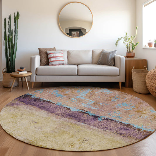 Addison Rugs Chantille ACN1716SM 8 x 8 (ft) Loomed Salmon Round Indoor/Outdoor Machine washable Pet Friendly Area rug