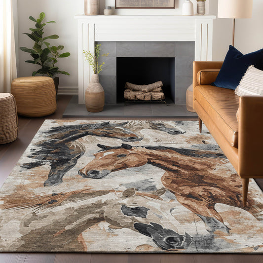 Addison Rugs Chantille ACN1720BG 8 x 10 (ft) Loomed Beige Rectangular Indoor/Outdoor Machine washable Pet Friendly Area rug