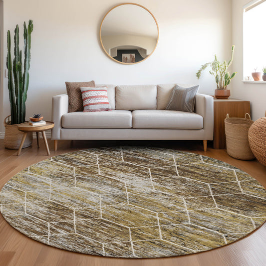 Addison Rugs Chantille ACN1724BR 8 x 8 (ft) Loomed Brown Round Indoor/Outdoor Machine washable Pet Friendly Area rug