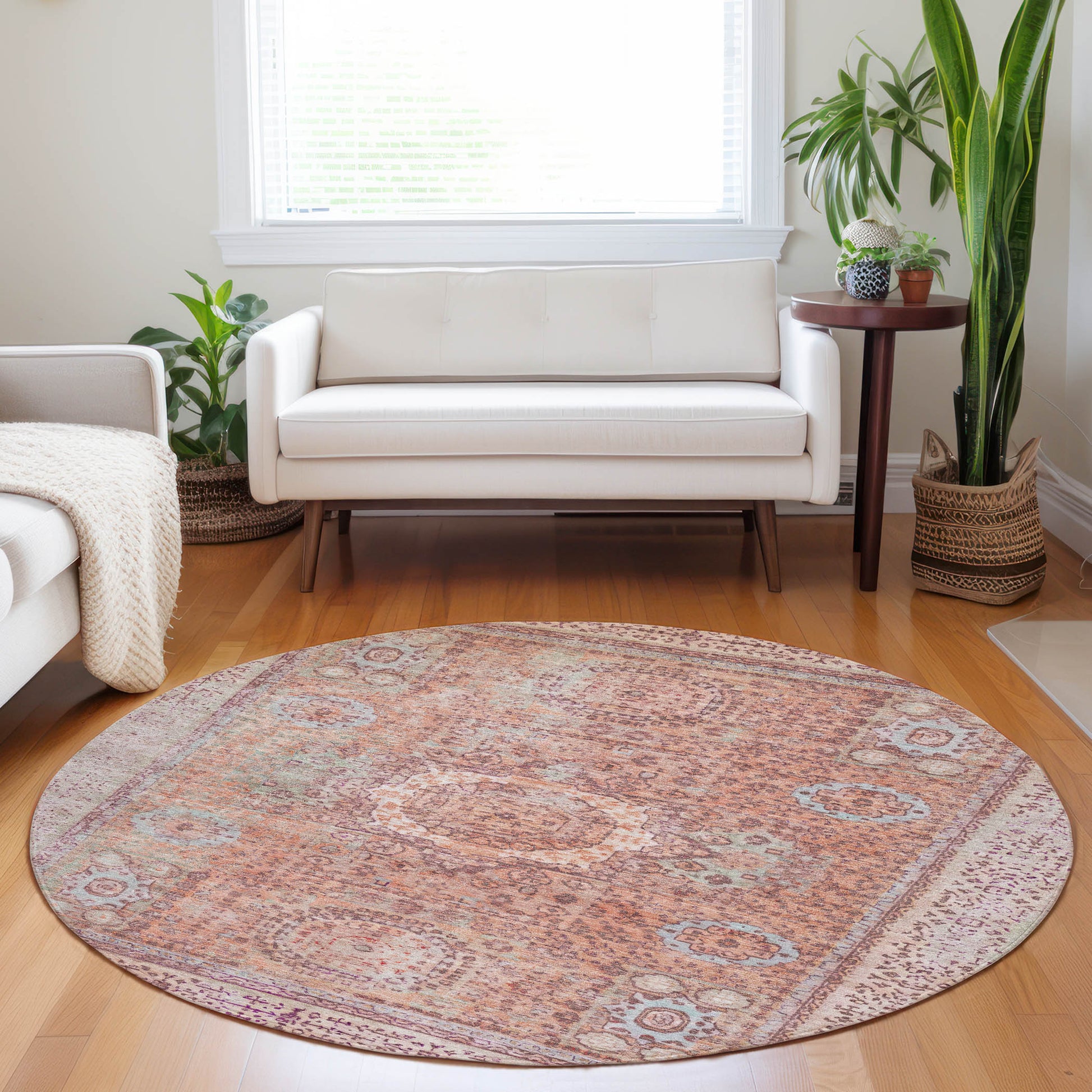 Addison Rugs Chantille ACN1740OR 8 x 8 (ft) Loomed Orange Round Indoor/Outdoor Machine washable Pet Friendly Area rug
