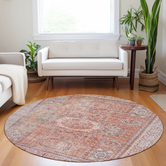 Addison Rugs Chantille ACN1740OR 8 x 8 (ft) Loomed Orange Round Indoor/Outdoor Machine washable Pet Friendly Area rug