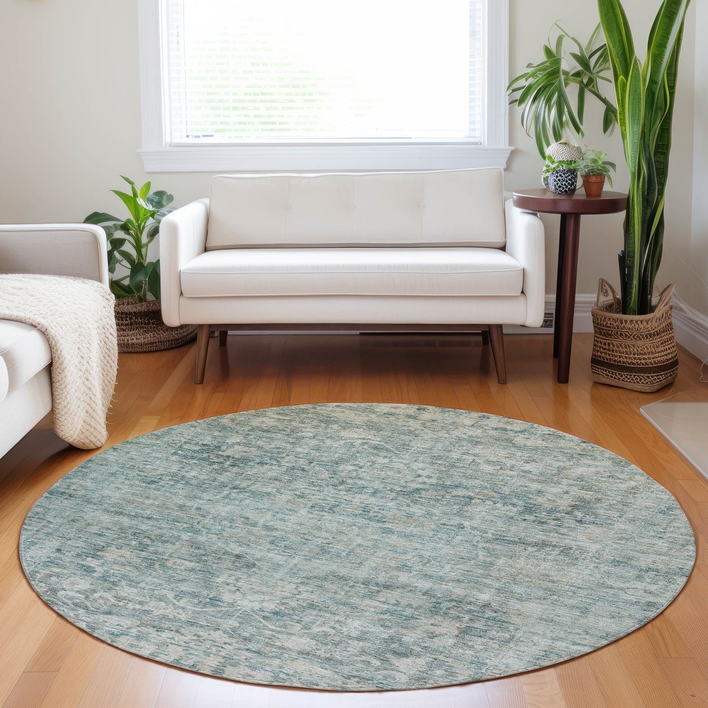 Addison Rugs Chantille ACN1744TE 8 x 8 (ft) Loomed Teal Round Indoor/Outdoor Machine washable Pet Friendly Area rug
