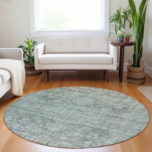Addison Rugs Chantille ACN1744TE 8 x 8 (ft) Loomed Teal Round Indoor/Outdoor Machine washable Pet Friendly Area rug